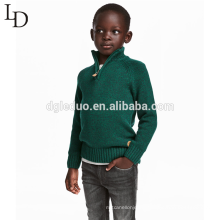 New design children clothes green kid pullover tall neck boy sweater